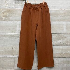 Rust red linen wide leg pants